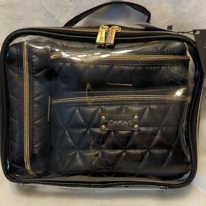 Joan & David Black Quilted Bag Set with Gold Accents
